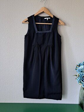 Tony Cohen 90s Vintage LBD Sleeveless Black Square Neck Dress Size 2